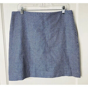 Boden Skirt 12 Regular Wool Linen Blend Geometric Retro Classic Blue Casual Y2K